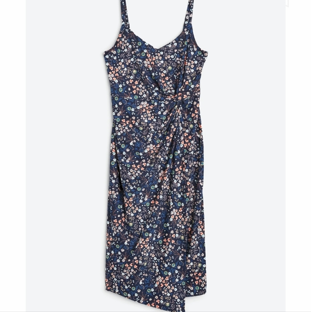 Nine Britton Vivienne Knit Fitted Midi Dress Navy Floral NWT New XS